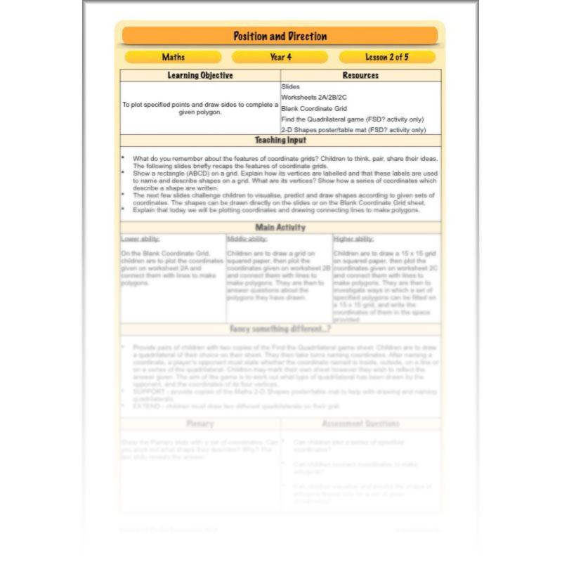 PlanBee Position and Direction Year 4 Maths Lessons | PlanBee
