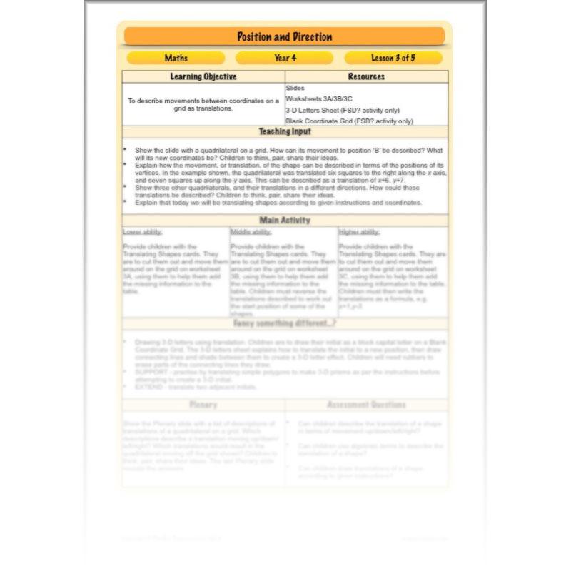 PlanBee Position and Direction Year 4 Maths Lessons | PlanBee