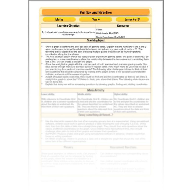 PlanBee Position and Direction Year 4 Maths Lessons | PlanBee