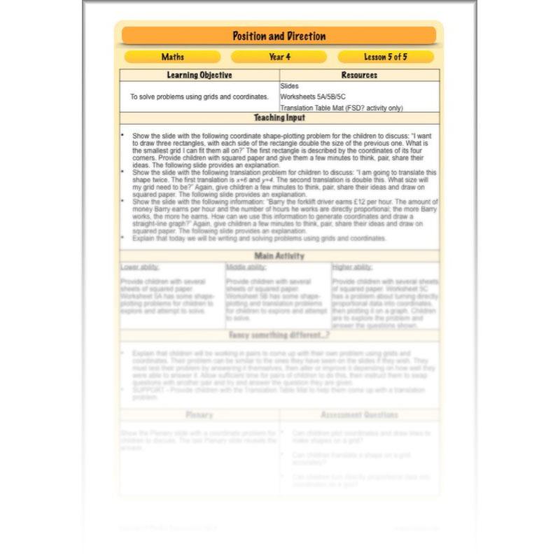 PlanBee Position and Direction Year 4 Maths Lessons | PlanBee