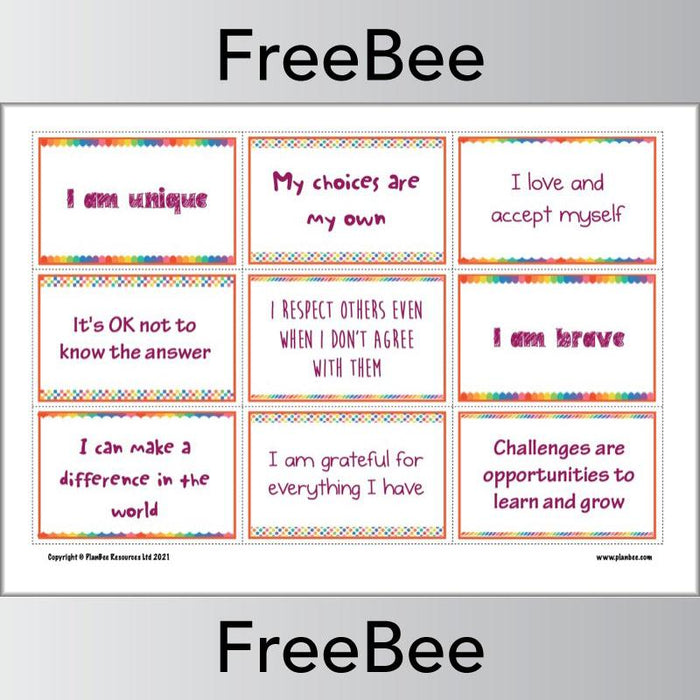 FREE Positive Affirmations for Kids Cards by PlanBee free-positive-affirmations-for-kids-cards-by-planbee