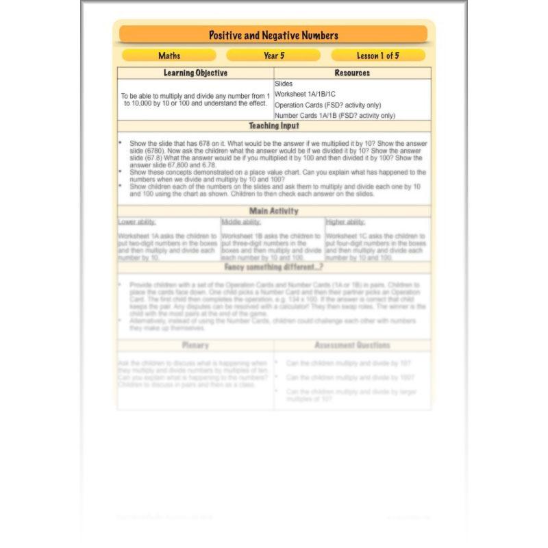 PlanBee Positive and Negative Numbers Year 5 Maths | PlanBee