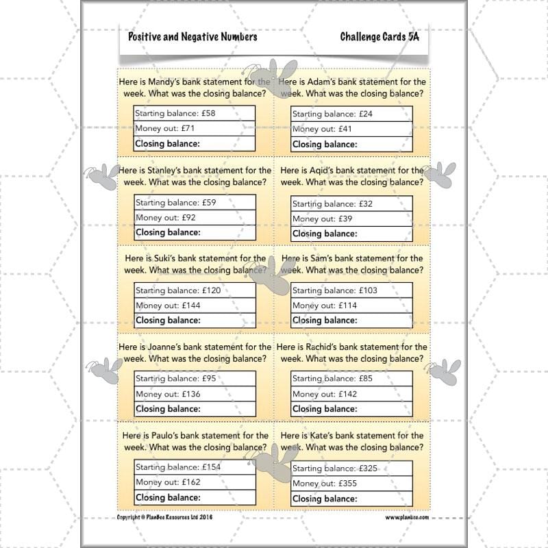 PlanBee Positive and Negative Numbers Year 5 Maths | PlanBee