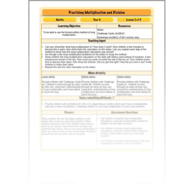 PlanBee Practising Multiplication & Division - Year 6 Maths Lesson Planning