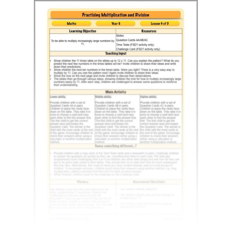 PlanBee Practising Multiplication & Division - Year 6 Maths Lesson Planning