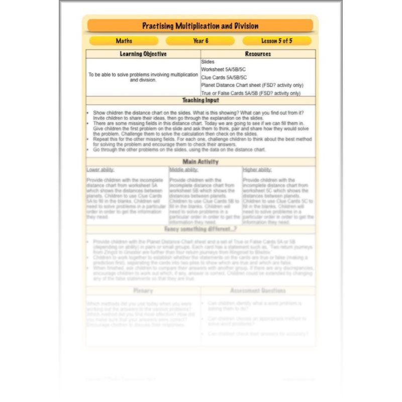 PlanBee Practising Multiplication & Division - Year 6 Maths Lesson Planning