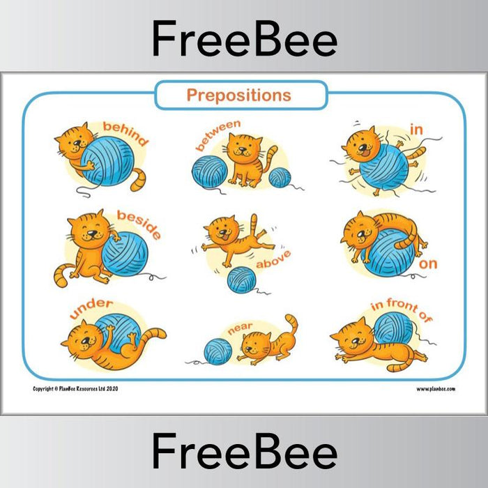 PlanBee Free Prepositions Poster Downloadable Resource by PlanBee