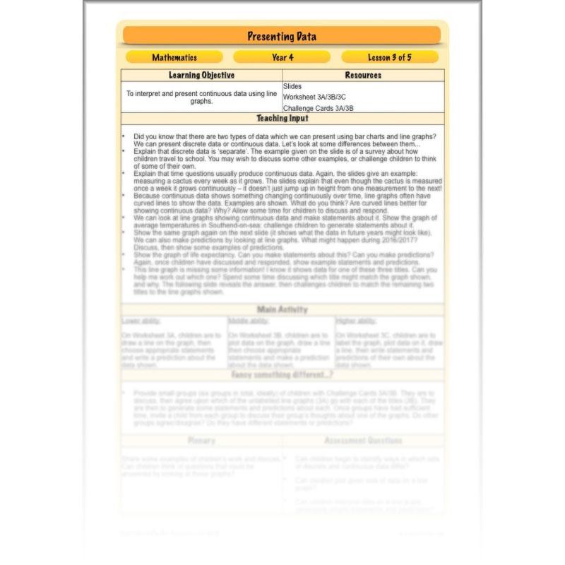 PlanBee Presenting Data Year 4 Statistics Lessons by PlanBee
