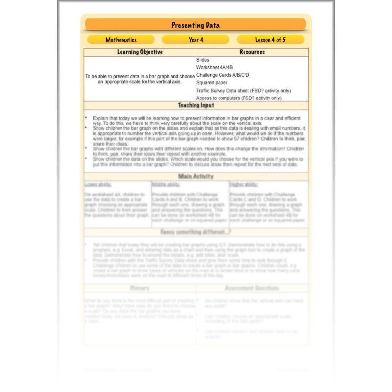 PlanBee Presenting Data Year 4 Statistics Lessons by PlanBee