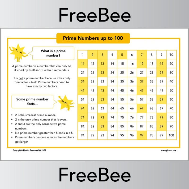 FREE Prime Numbers To 100 Grid By PlanBee Free prime numbers to 100 grid by planbee
