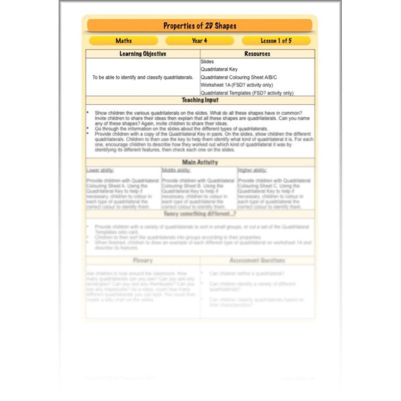 PlanBee Year 4 Properties of 2D Shapes KS2 Maths by PlanBee