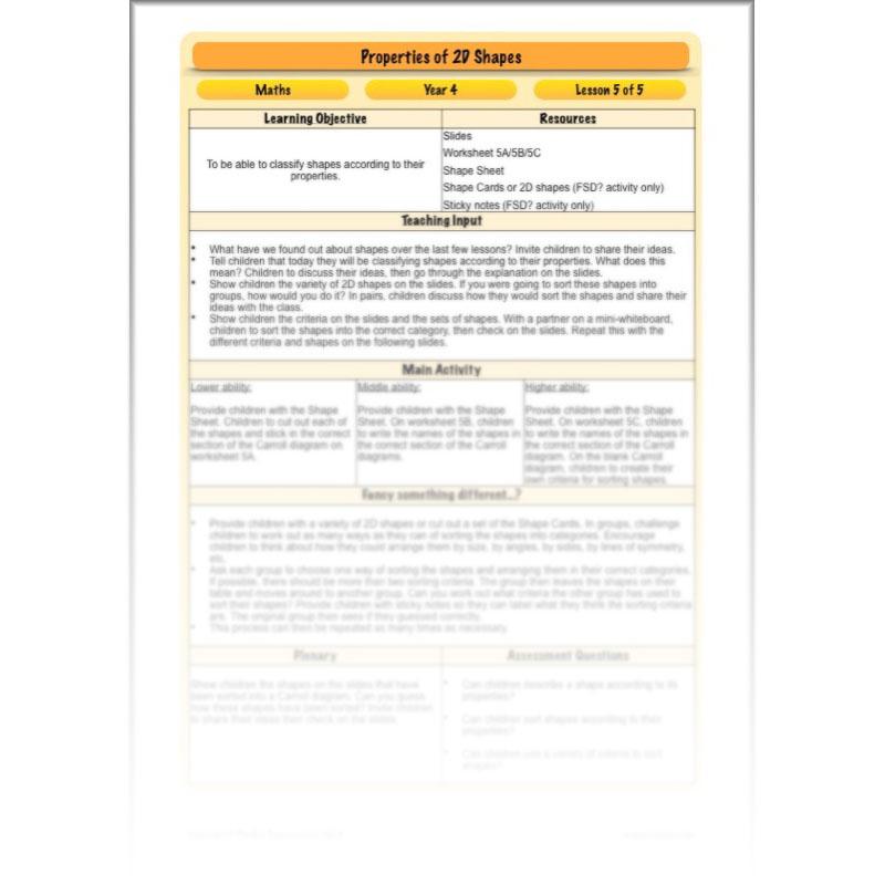 PlanBee Year 4 Properties of 2D Shapes KS2 Maths by PlanBee