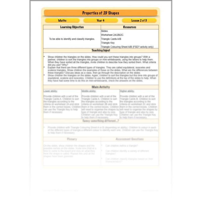 PlanBee Year 4 Properties of 2D Shapes KS2 Maths by PlanBee