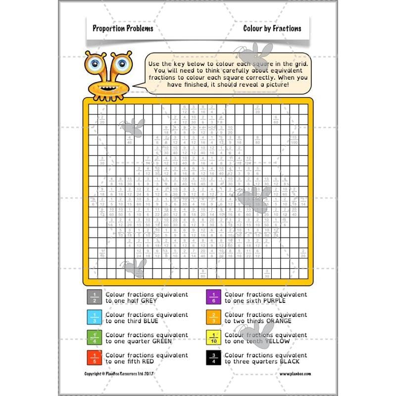 PlanBee Proportion Problems: Year 4 fractions problem solving