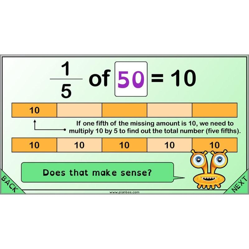 PlanBee Proportion Problems: Year 4 fractions problem solving