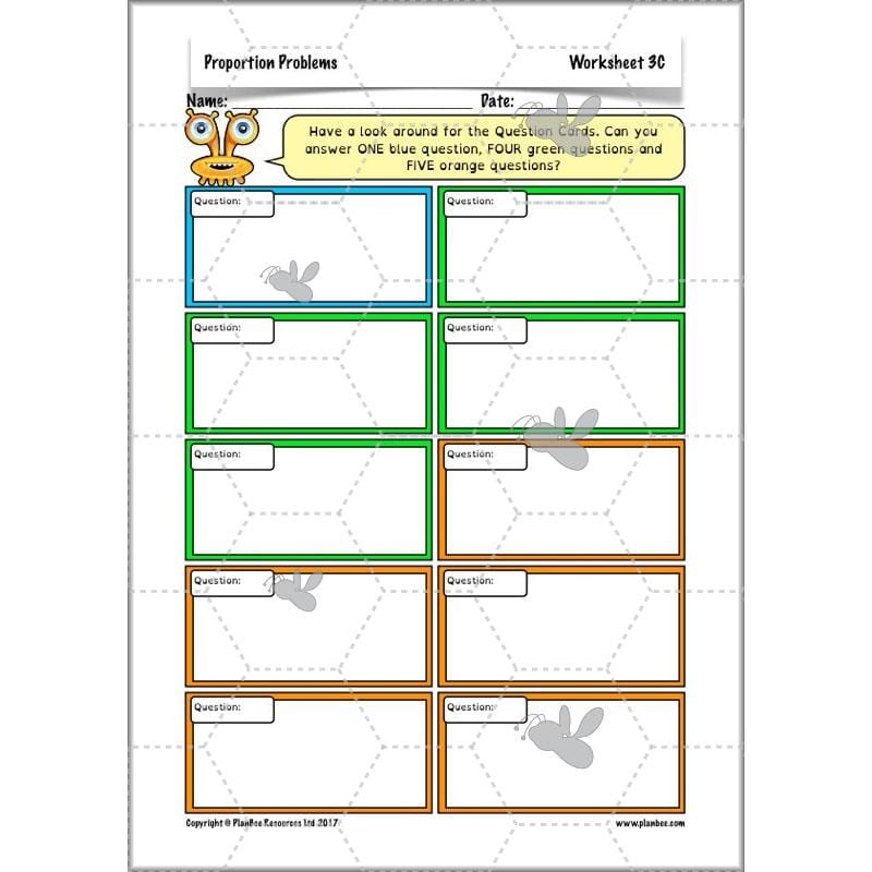 PlanBee Proportion Problems: Year 4 fractions problem solving