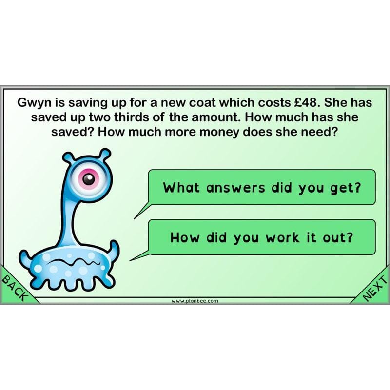 PlanBee Proportion Problems: Year 4 fractions problem solving