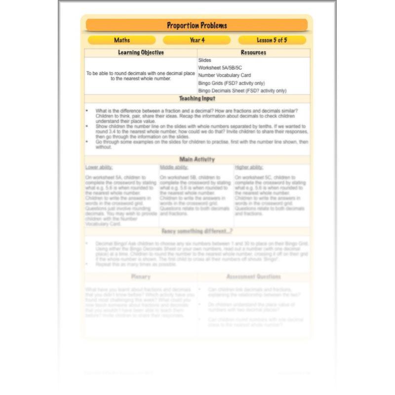 PlanBee Proportion Problems: Year 4 fractions problem solving