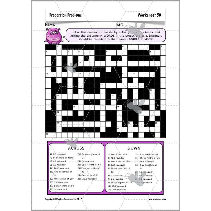 PlanBee Proportion Problems: Year 4 fractions problem solving