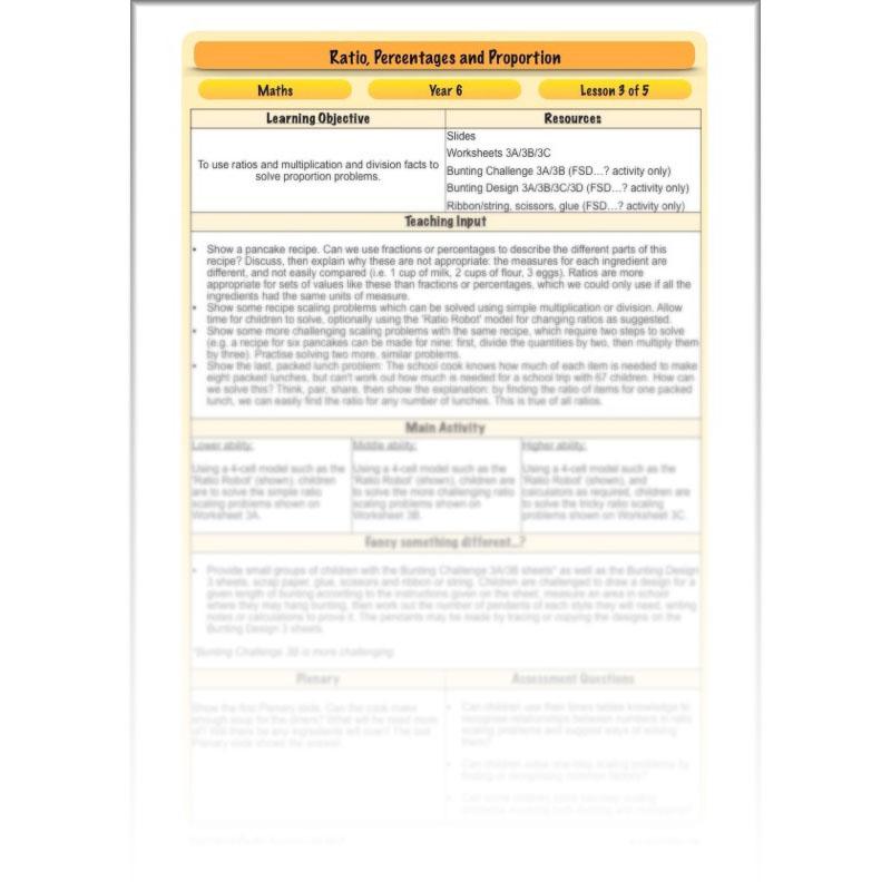 PlanBee Ratio, Percentages and Proportion: Year 6 Maths