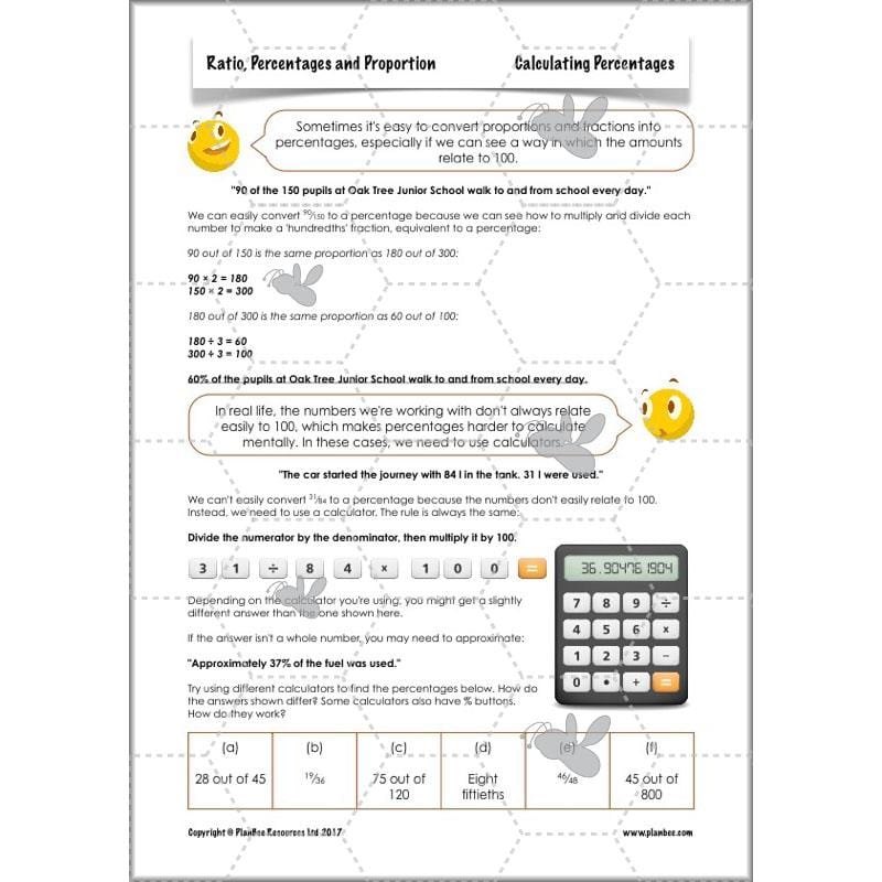 PlanBee Ratio, Percentages and Proportion: Year 6 Maths