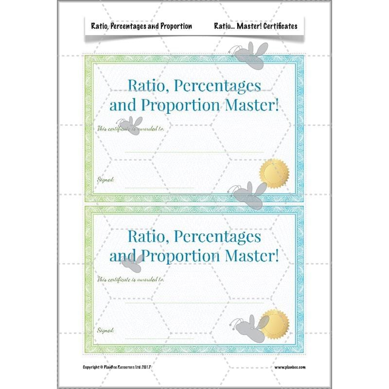 PlanBee Ratio, Percentages and Proportion: Year 6 Maths