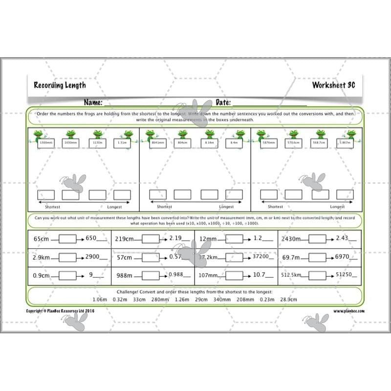 PlanBee Recording Length - Measurement Maths Lessons for Year 4