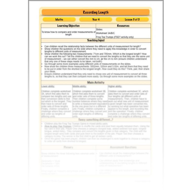 PlanBee Recording Length - Measurement Maths Lessons for Year 4