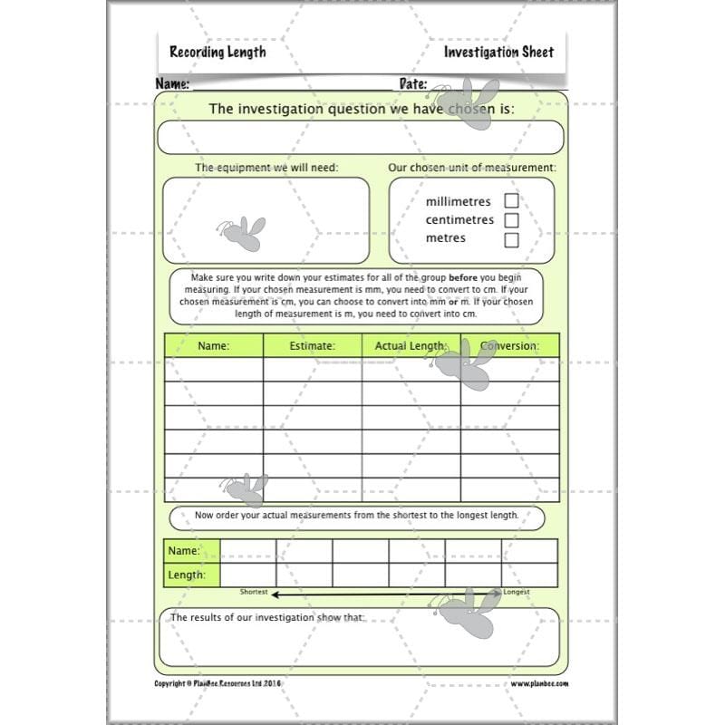 PlanBee Recording Length - Measurement Maths Lessons for Year 4