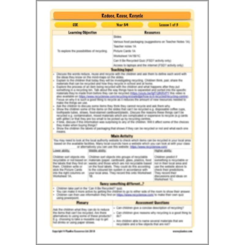 PlanBee Reduce, Reuse, Recycle | Recycling KS2 ESR by PlanBee