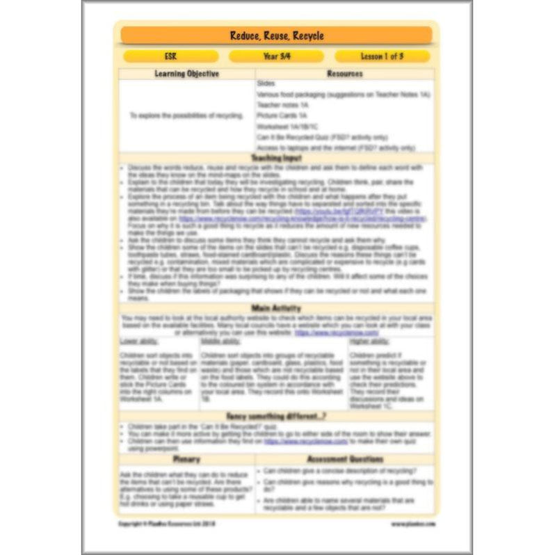 Reduce, Reuse, Recycle | Recycling KS2 ESR by PlanBee