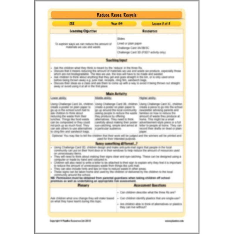 Reduce, Reuse, Recycle | Recycling KS2 ESR by PlanBee