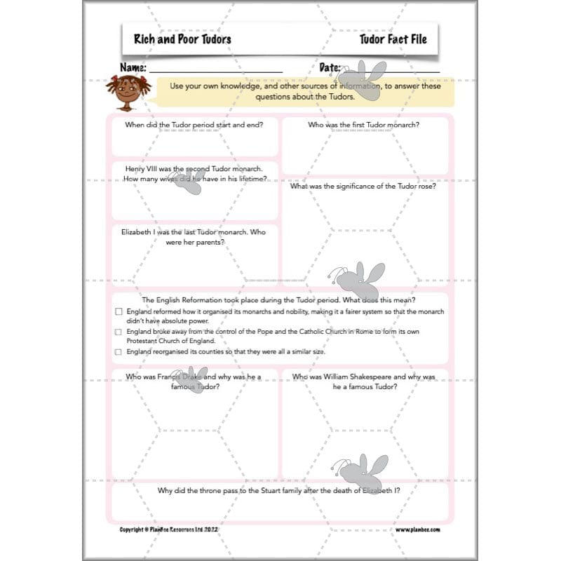 PlanBee Rich and Poor Tudors | PlanBee Tudor History Lessons for KS2