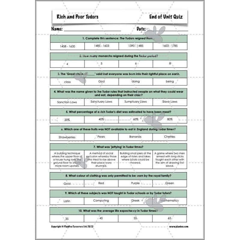 PlanBee Rich and Poor Tudors | PlanBee Tudor History Lessons for KS2