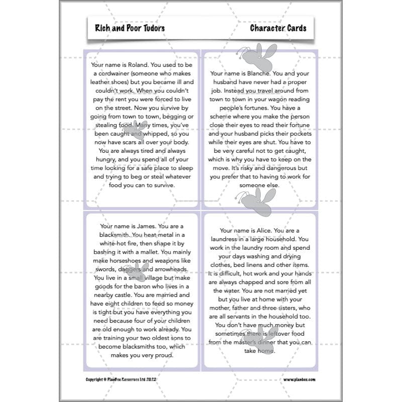 PlanBee Rich and Poor Tudors | PlanBee Tudor History Lessons for KS2