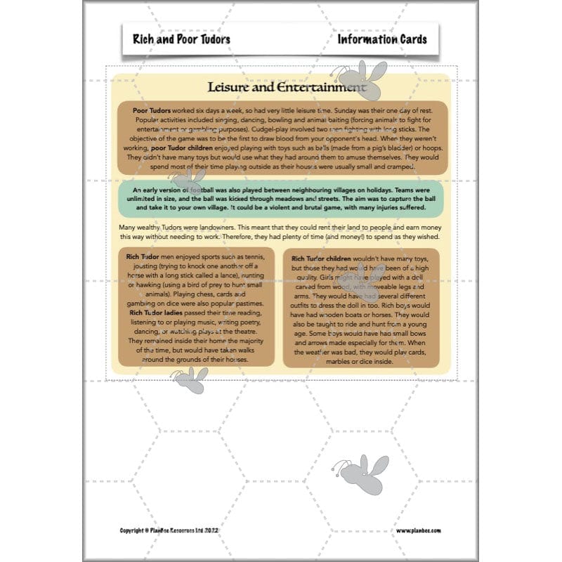 PlanBee Rich and Poor Tudors | PlanBee Tudor History Lessons for KS2