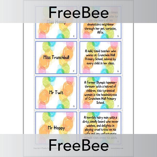 PlanBee FREE Roald Dahl Character Descriptions Cards by PlanBee
