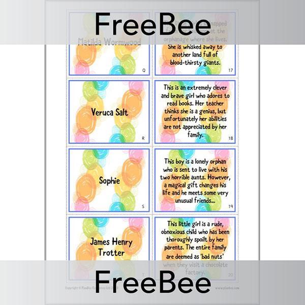 PlanBee FREE Roald Dahl Character Descriptions Cards by PlanBee