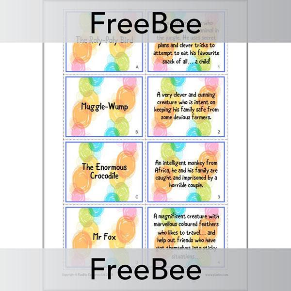 PlanBee FREE Roald Dahl Character Descriptions Cards by PlanBee