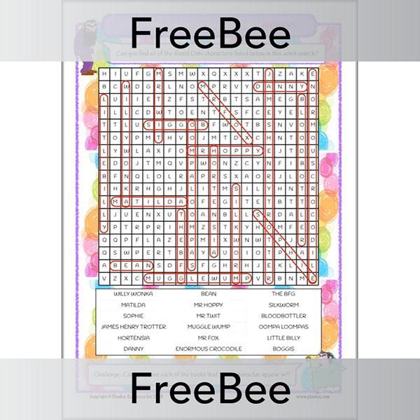 PlanBee Roald Dahl Word Search