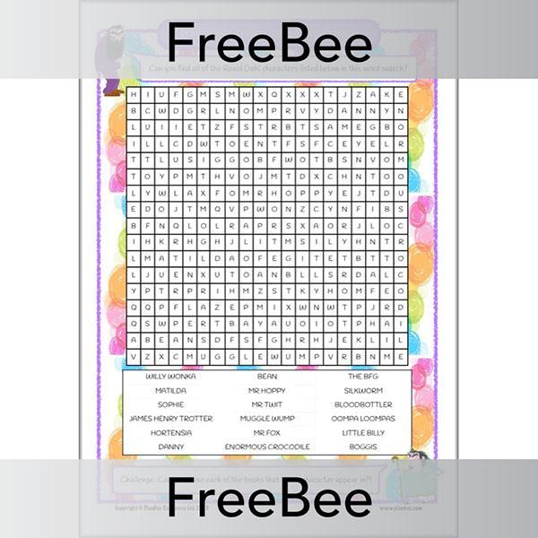 PlanBee Roald Dahl Word Search