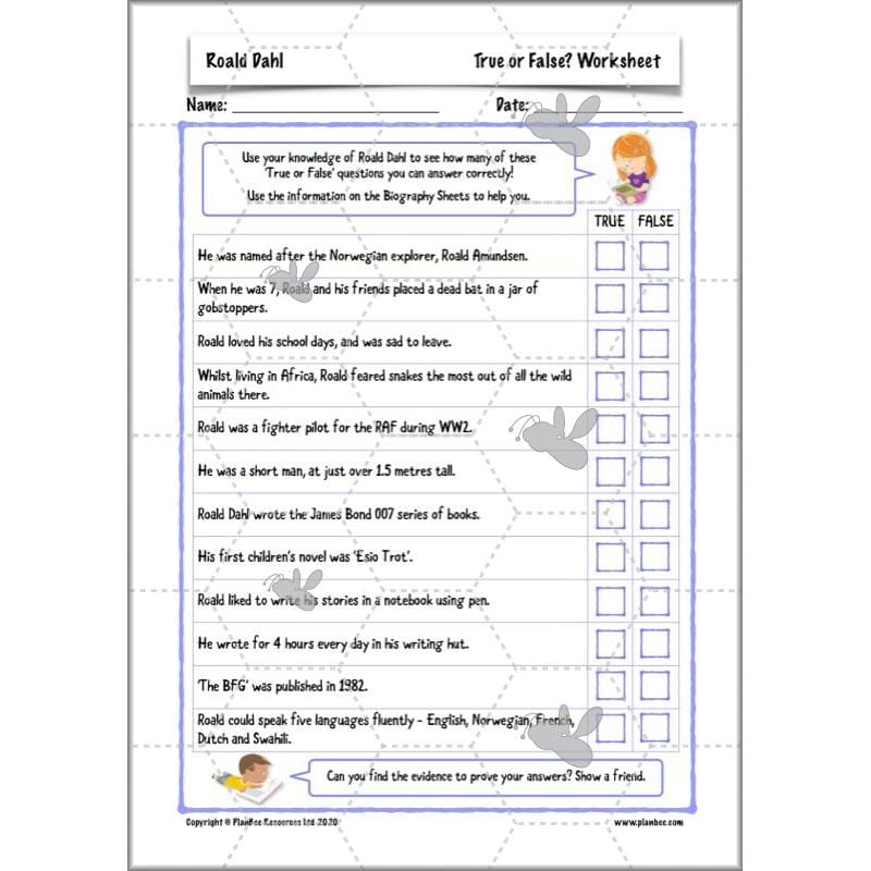 PlanBee Roald Dahl Biography KS2 | Special People Lesson Pack by PlanBee