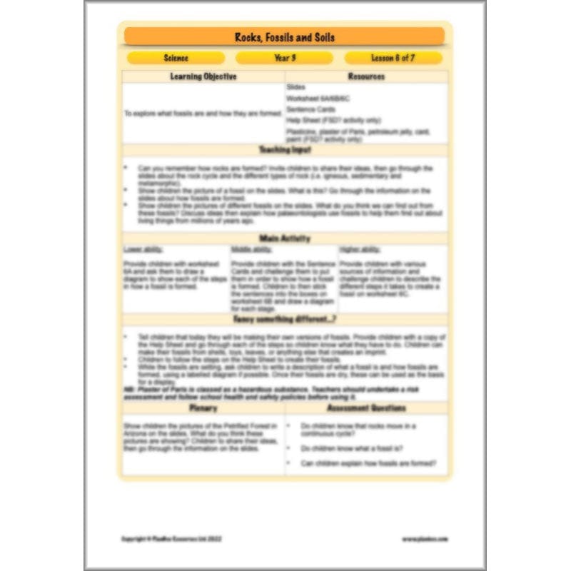 PlanBee Year 3 Rocks, Fossils and Soils | PlanBee Science Planning