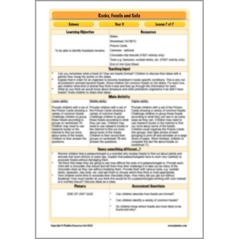 PlanBee Year 3 Rocks, Fossils and Soils | PlanBee Science Planning