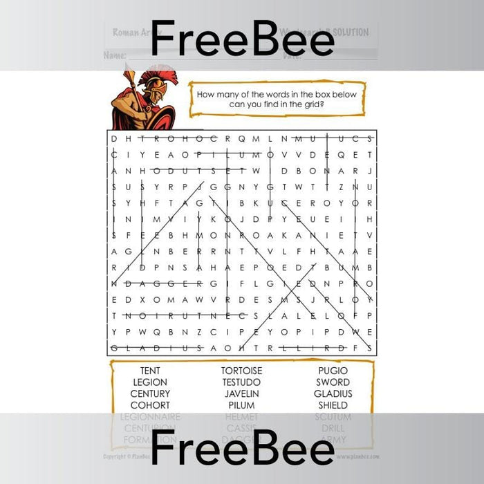 PlanBee Roman Army Word Search | PlanBee FreeBees