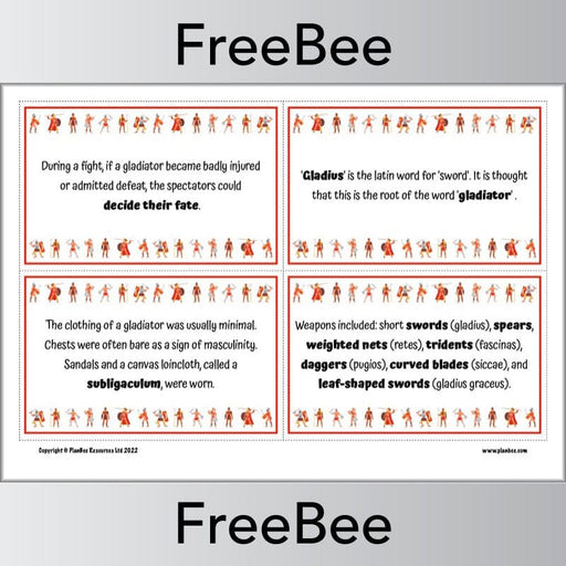 PlanBee FREE Roman Gladiators KS2 Fact Cards | PlanBee
