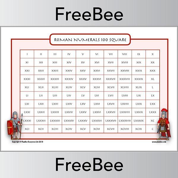 FREE KS2 Roman Numerals Hundred Square by PlanBee