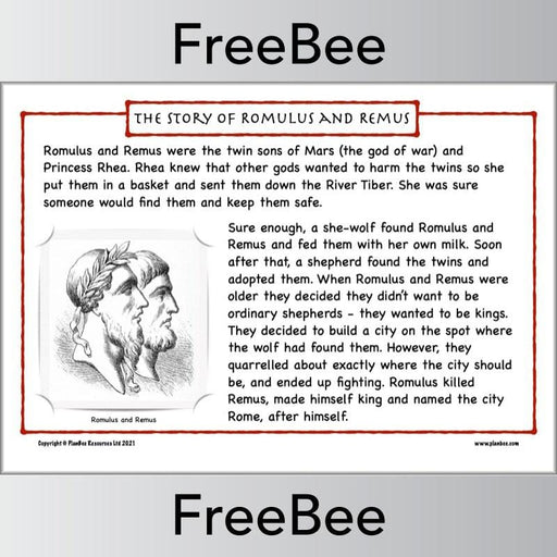 PlanBee FREE Romulus and Remus KS2 Story Sheet by PlanBee