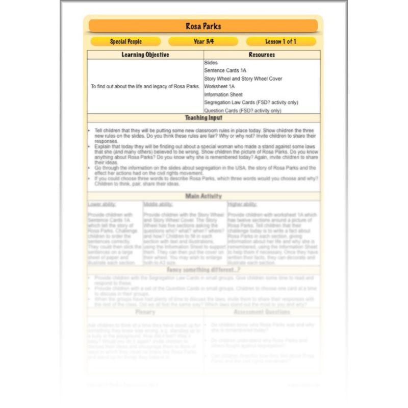 PlanBee Rosa Parks KS2 Lesson and worksheets | PlanBee				