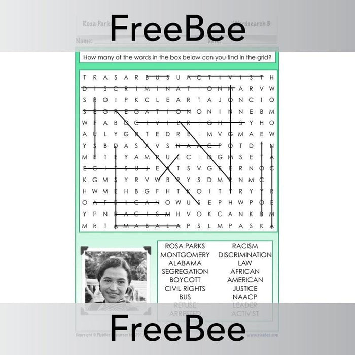 PlanBee Rosa Parks Activity Sheets for kids by PlanBee